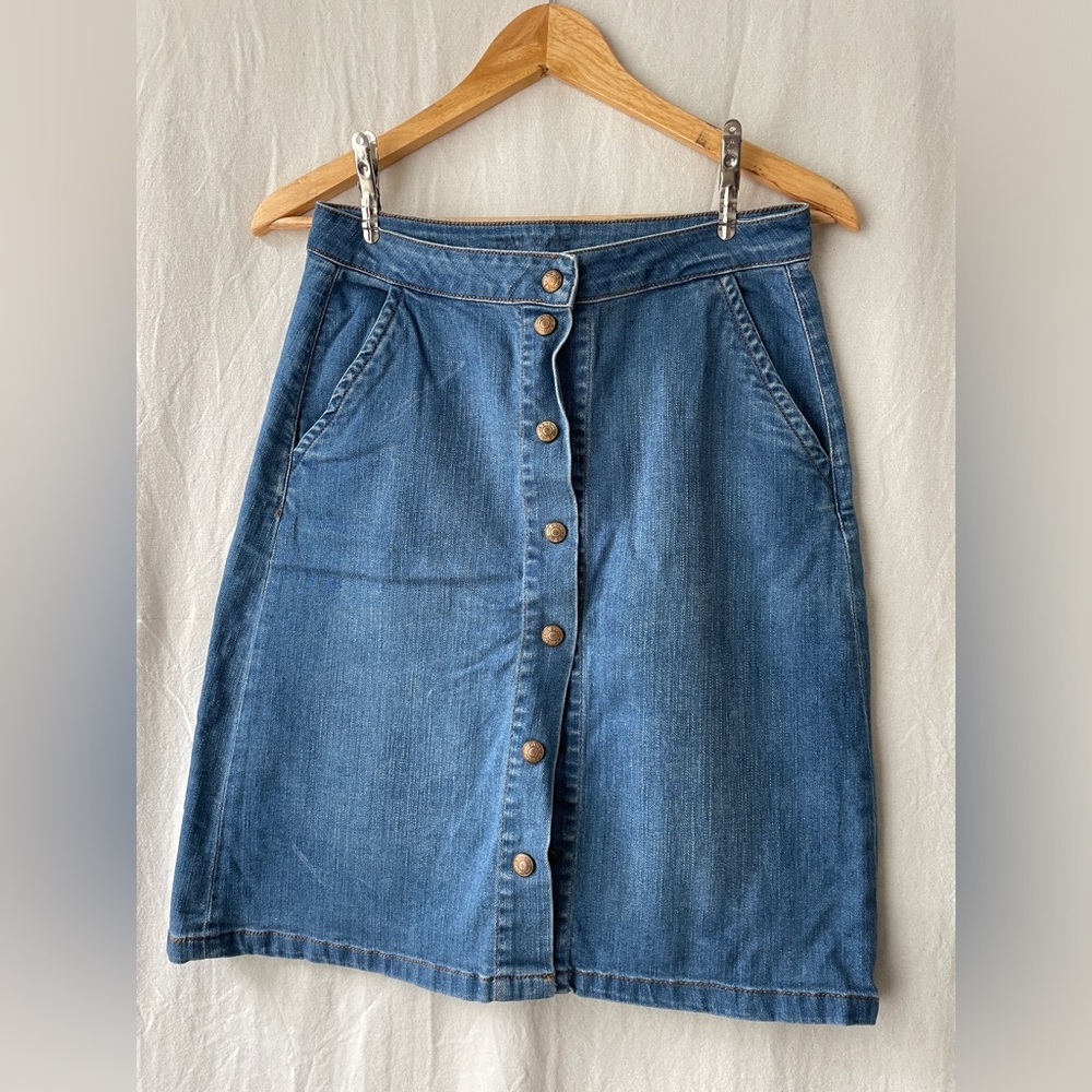 PAUL & JOE Denim Mid-Length Button Skirt